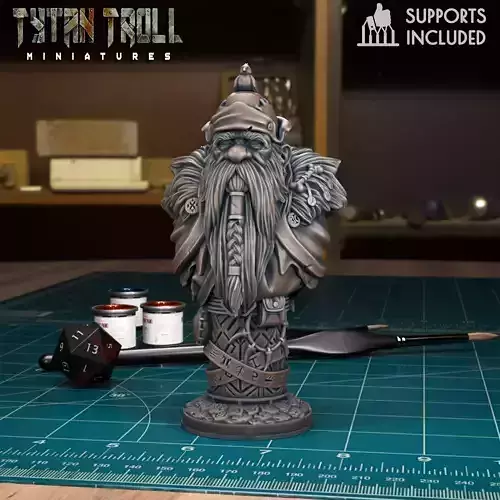 Dwarf Chess Bishop - Pre-Supported 3D print model