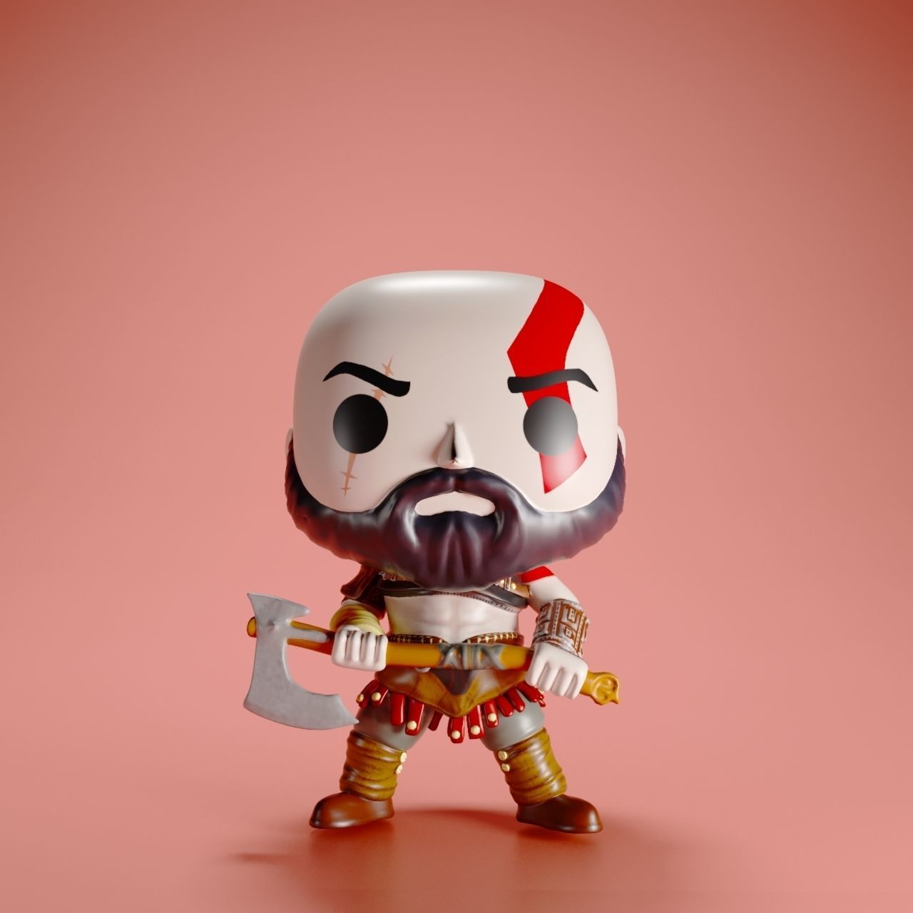 God of War - Kratos with Axe Collectible Figure Funko Pop 3D model_1
