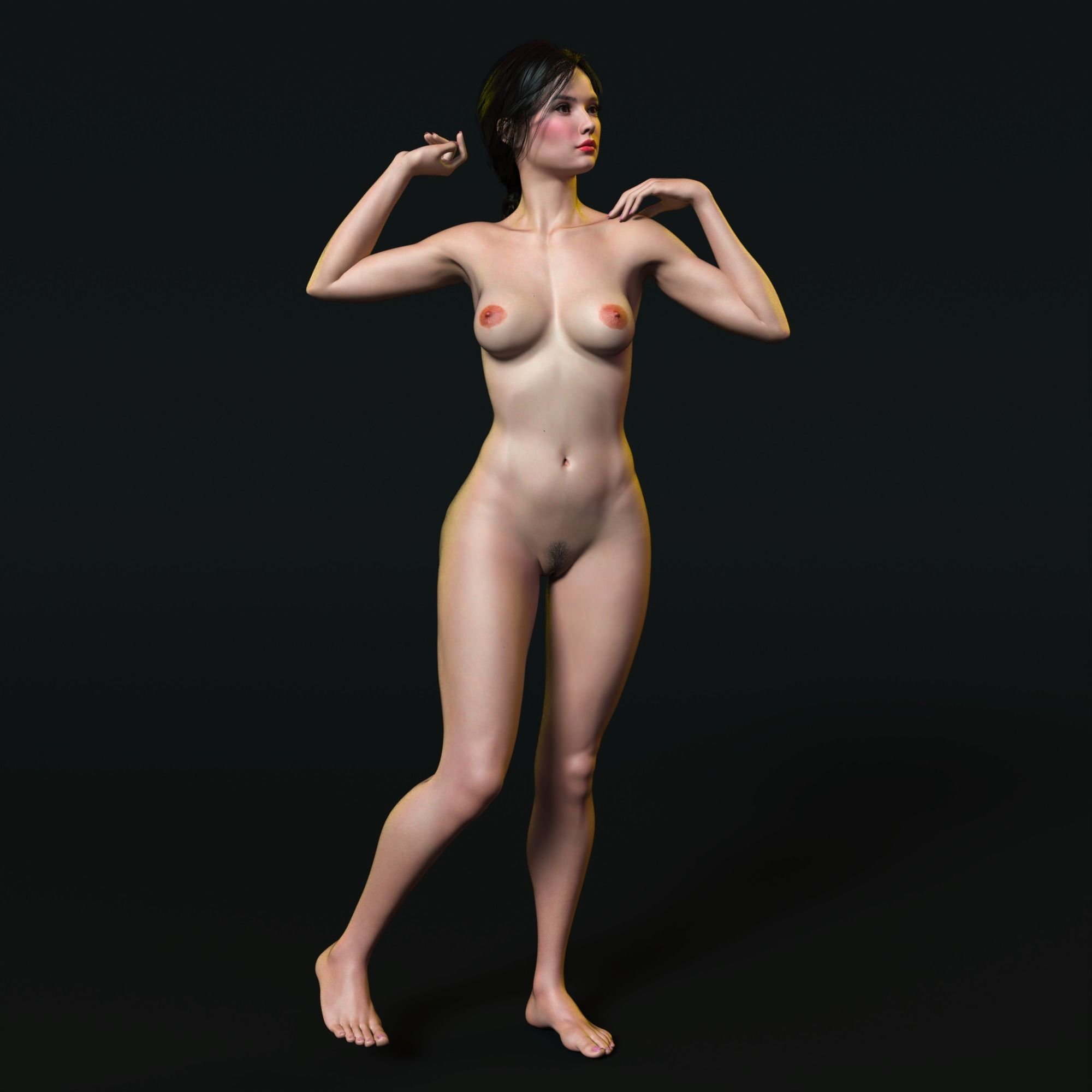 Sexy Female Character 3d Model Fully Rigged Maria Low-poly 3D model_1