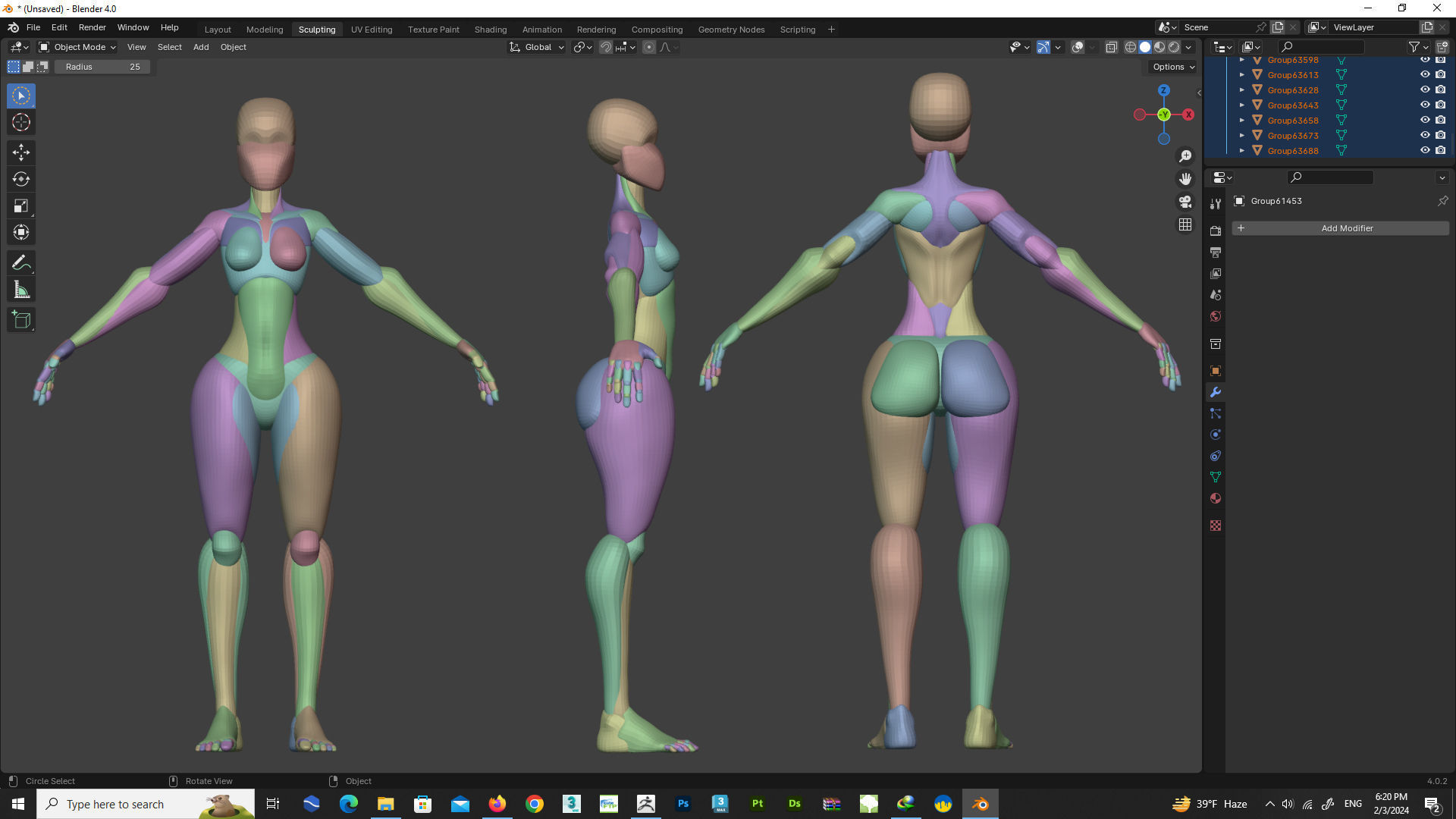 stylized anatomy Basemesh blockout 001 3D model_3
