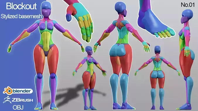 stylized anatomy Basemesh blockout 001