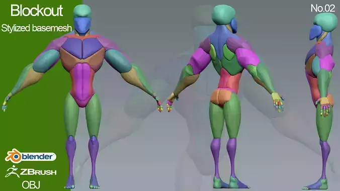 stylized anatomy Basemesh blockout 002