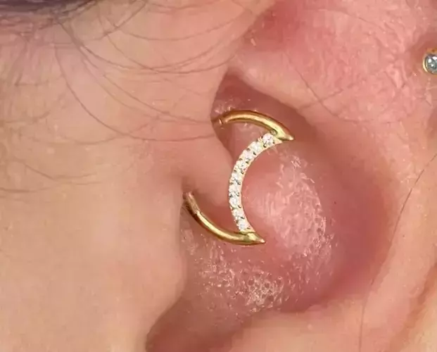 Pac 2 sizes piercing Moon segment for ear Daith helix  3D print model