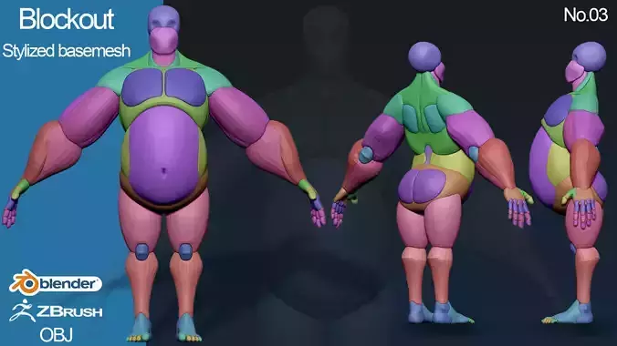 stylized anatomy Basemesh blockout 003