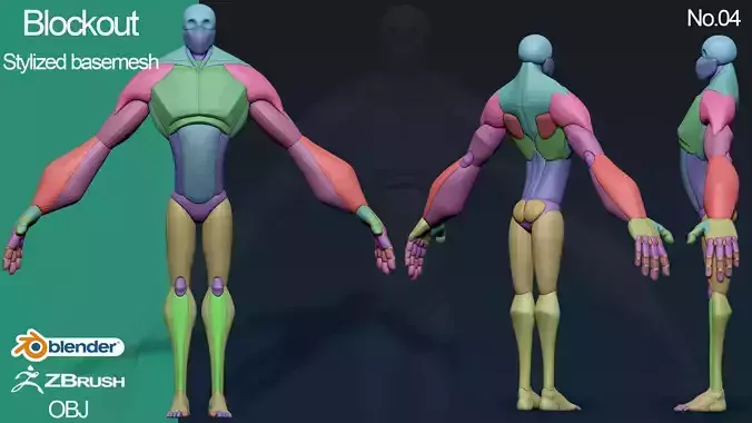 stylized anatomy Basemesh blockout 004