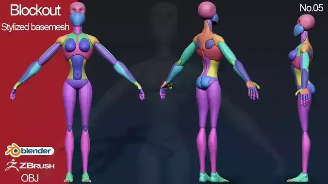 stylized anatomy Basemesh blockout 005