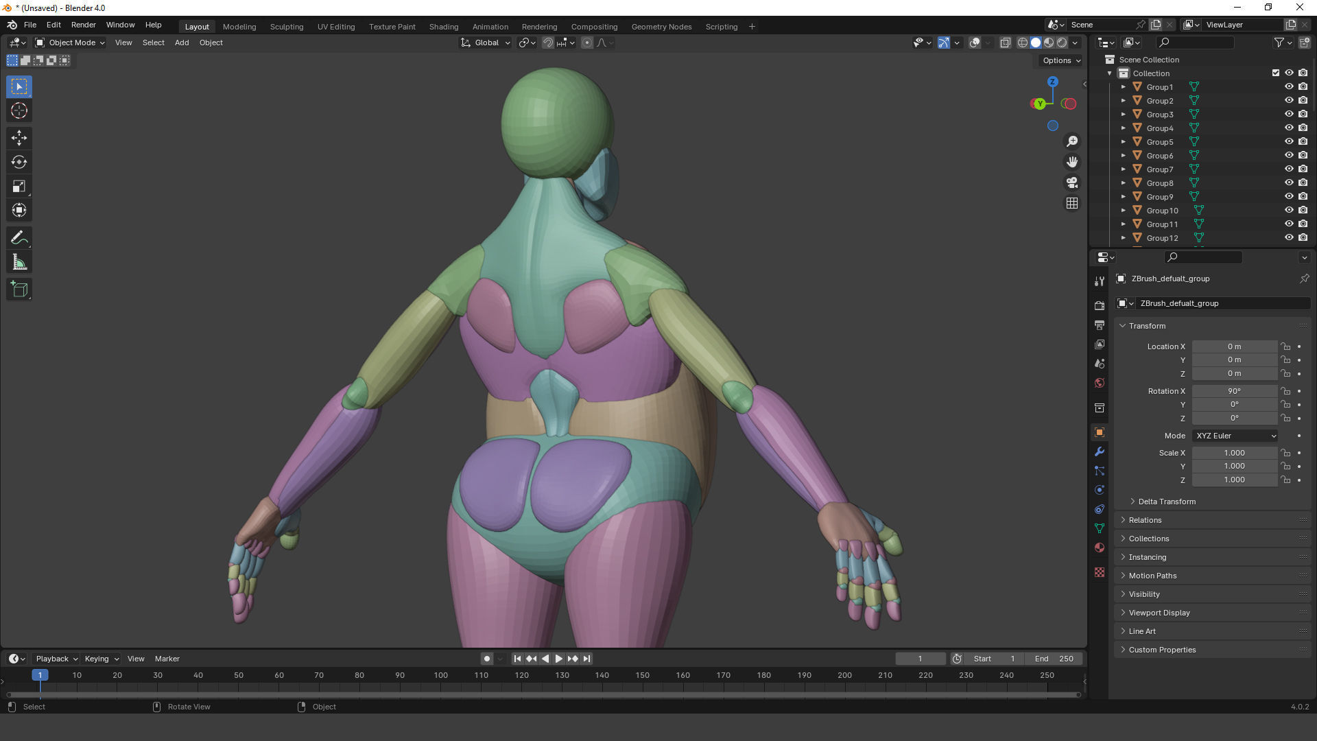 stylized anatomy Basemesh blockout 006 3D model_8