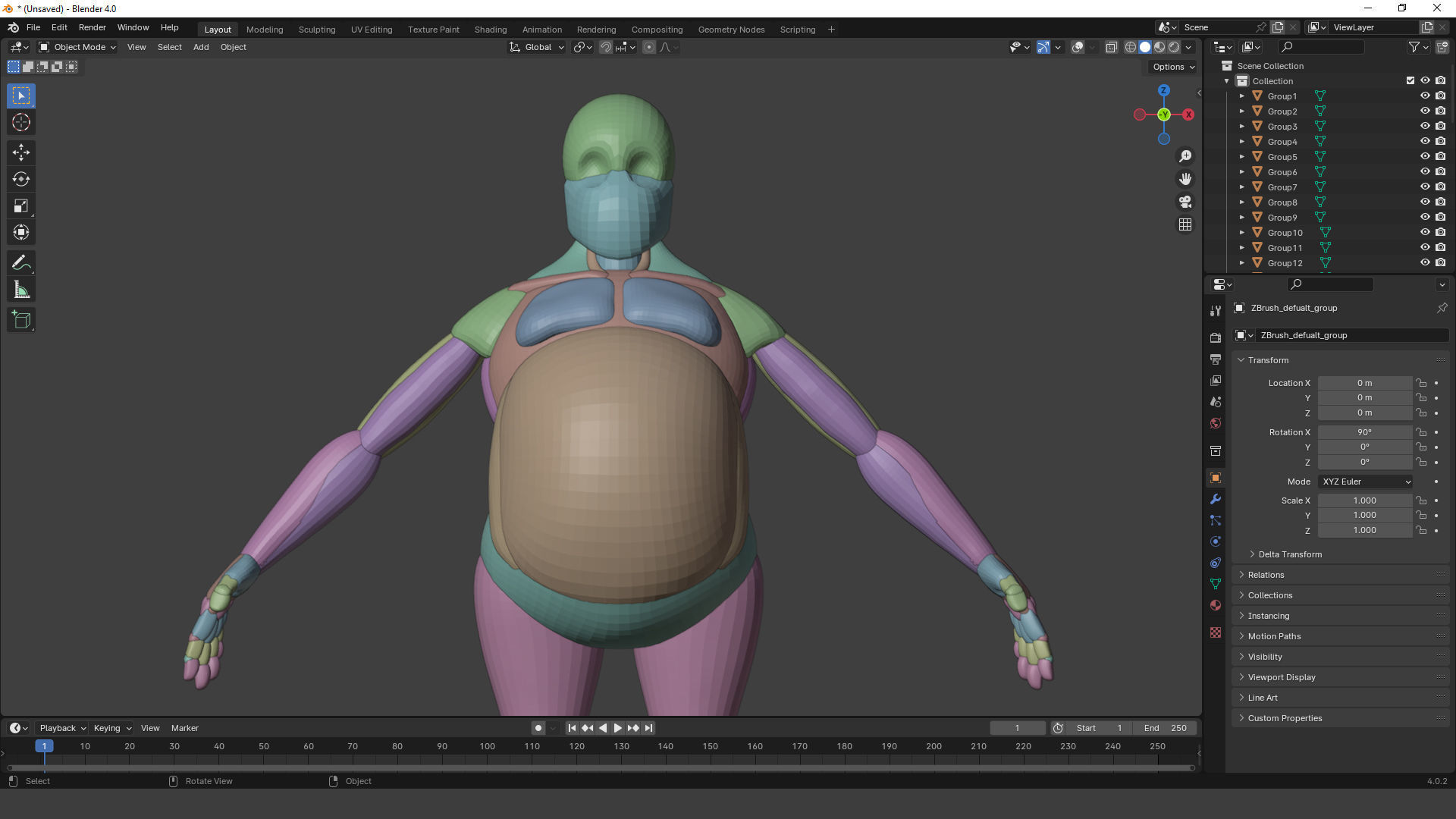 stylized anatomy Basemesh blockout 006 3D model_7