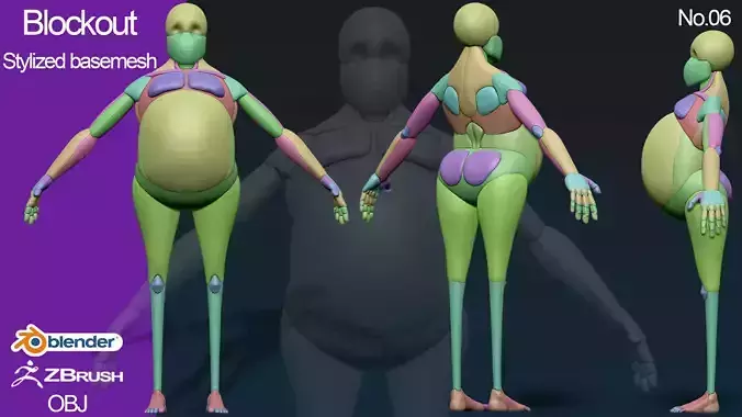 stylized anatomy Basemesh blockout 006