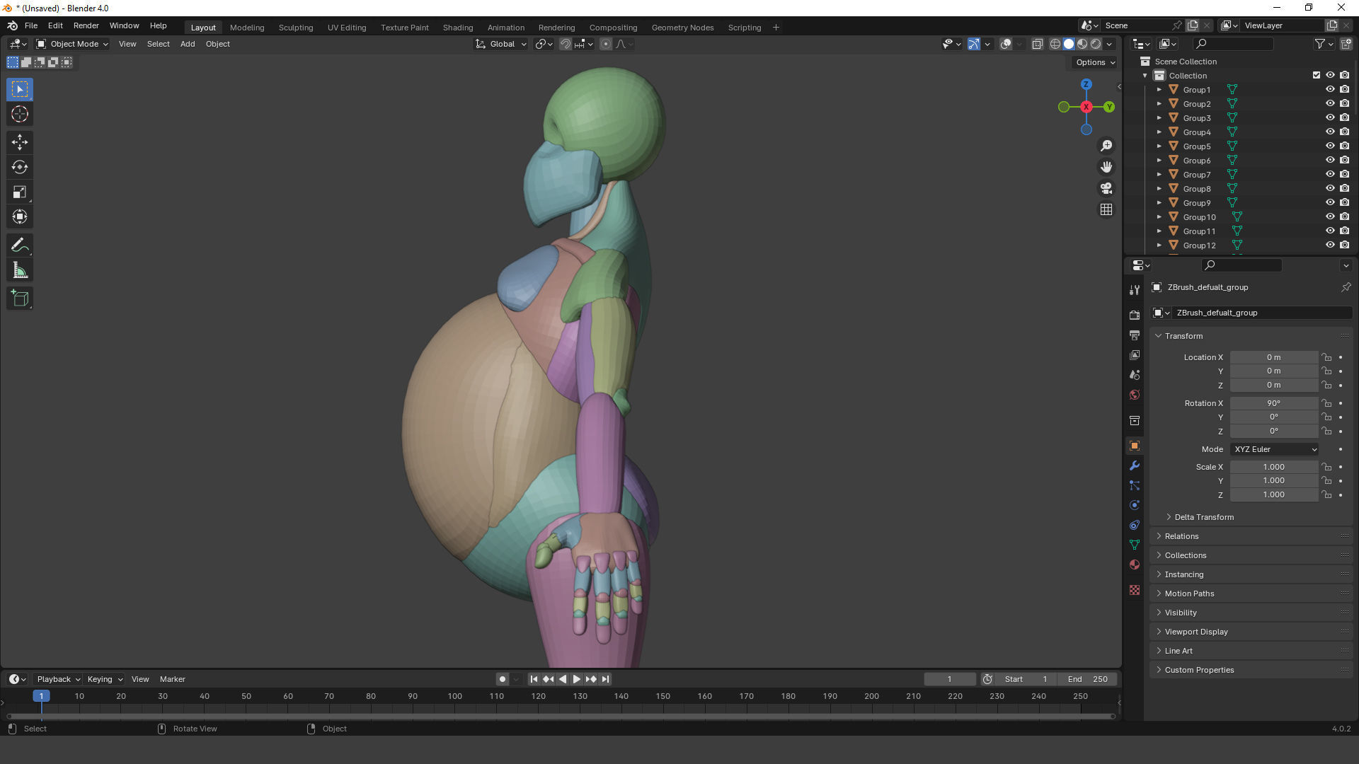 stylized anatomy Basemesh blockout 006 3D model_9