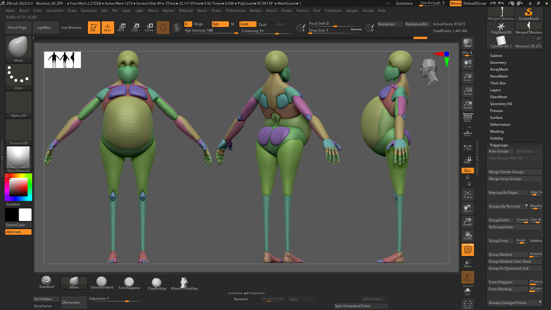 stylized anatomy Basemesh blockout 006 3D model_1