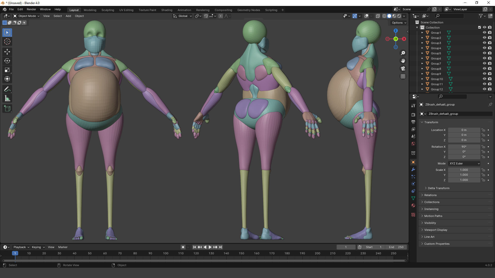 stylized anatomy Basemesh blockout 006 3D model_6