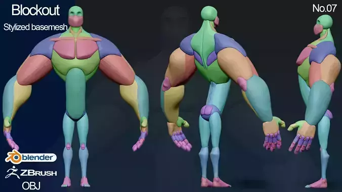 stylized anatomy Basemesh blockout 007
