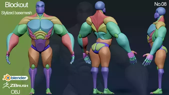 stylized anatomy Basemesh blockout 008