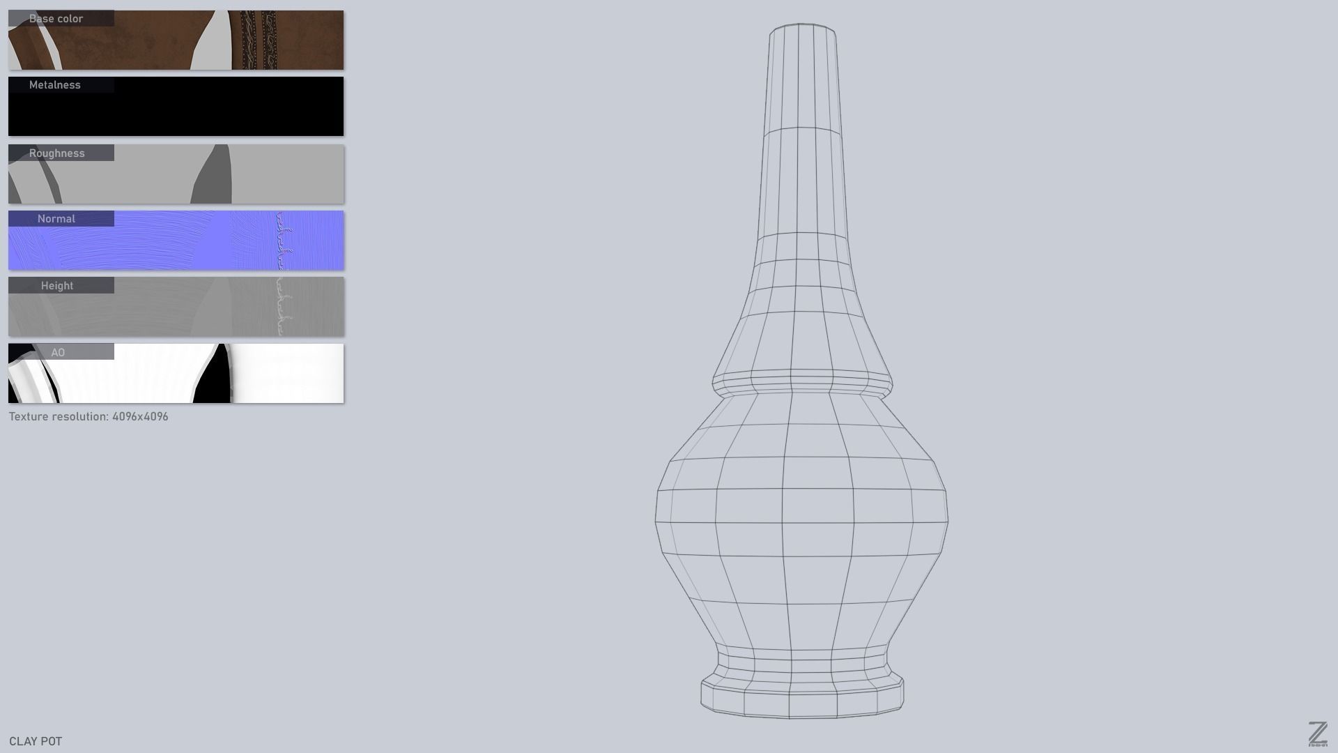 Clay pot Low-poly 3D model_2