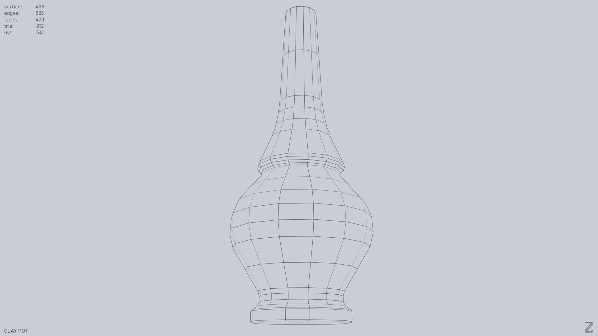 Clay pot Low-poly 3D model_12