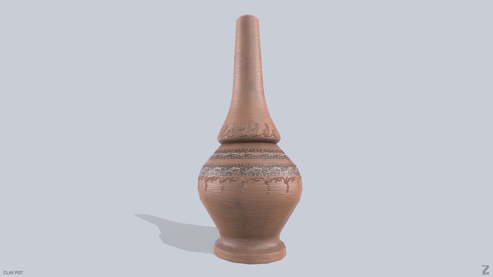 Clay pot Low-poly 3D model_6
