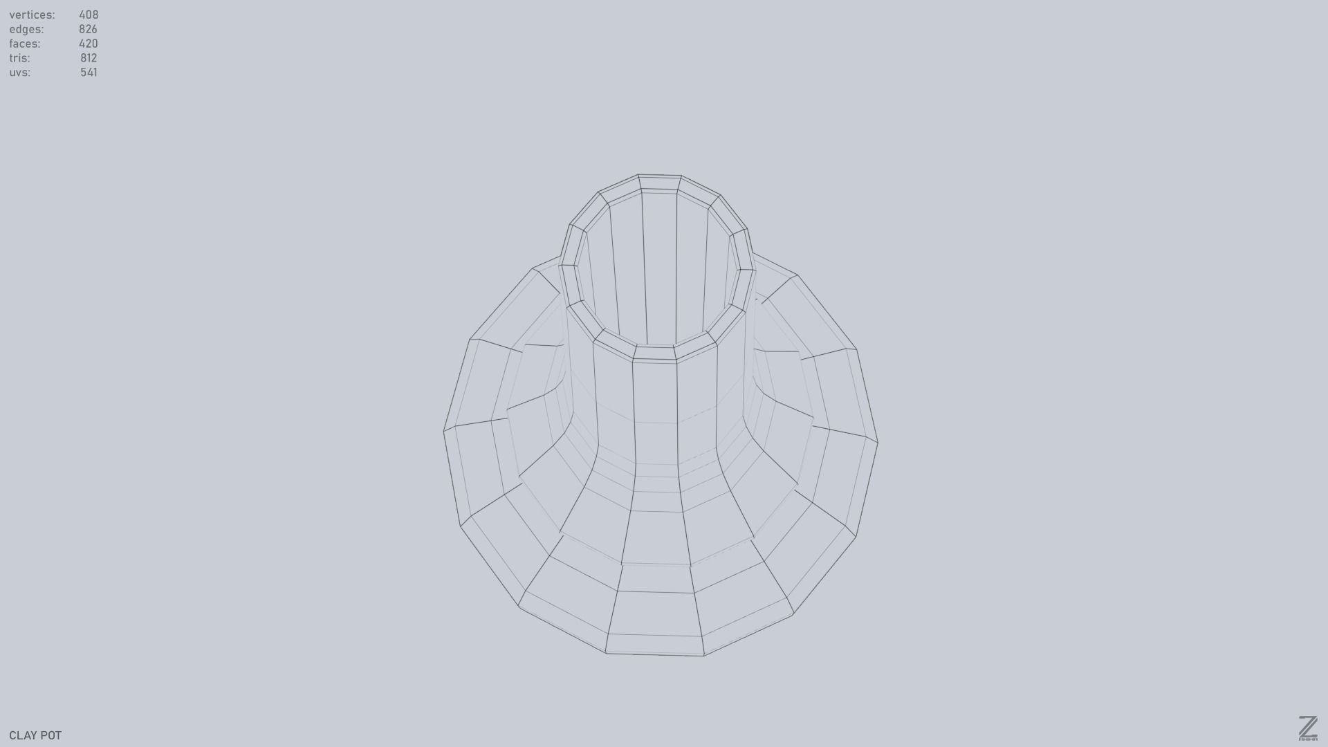 Clay pot Low-poly 3D model_11