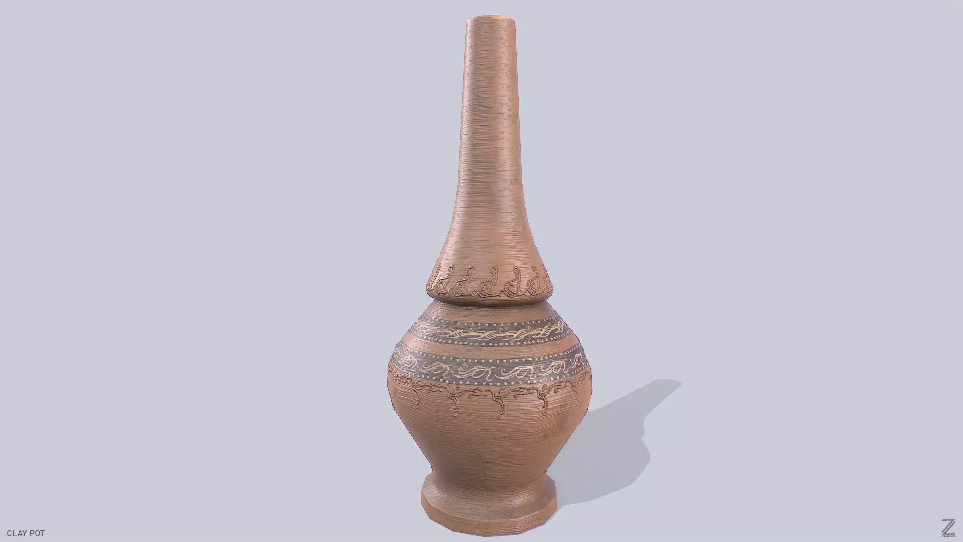 Clay pot Low-poly 3D model_0