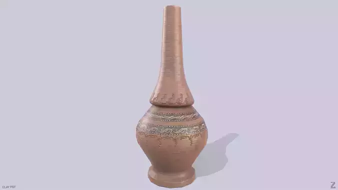 Clay pot Low-poly 3D model