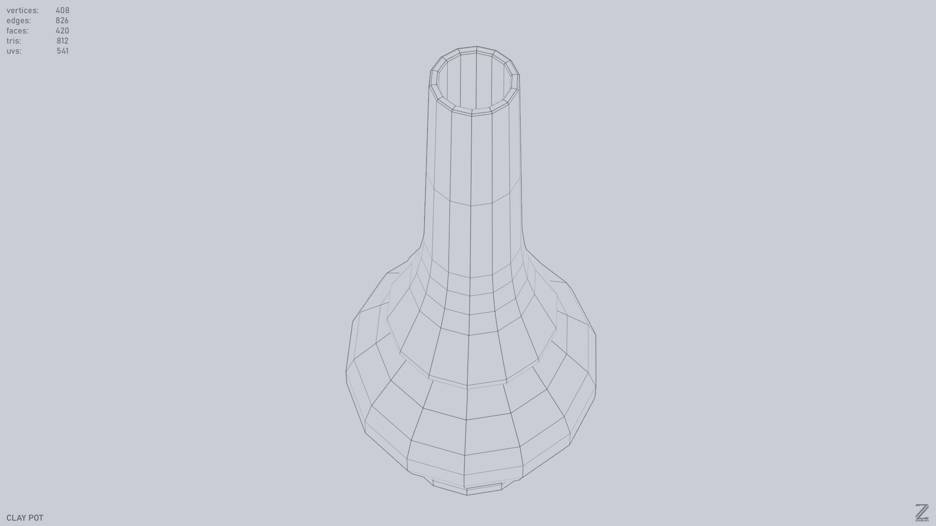 Clay pot Low-poly 3D model_10