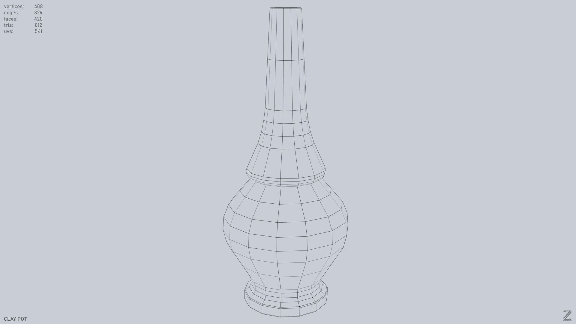 Clay pot Low-poly 3D model_8