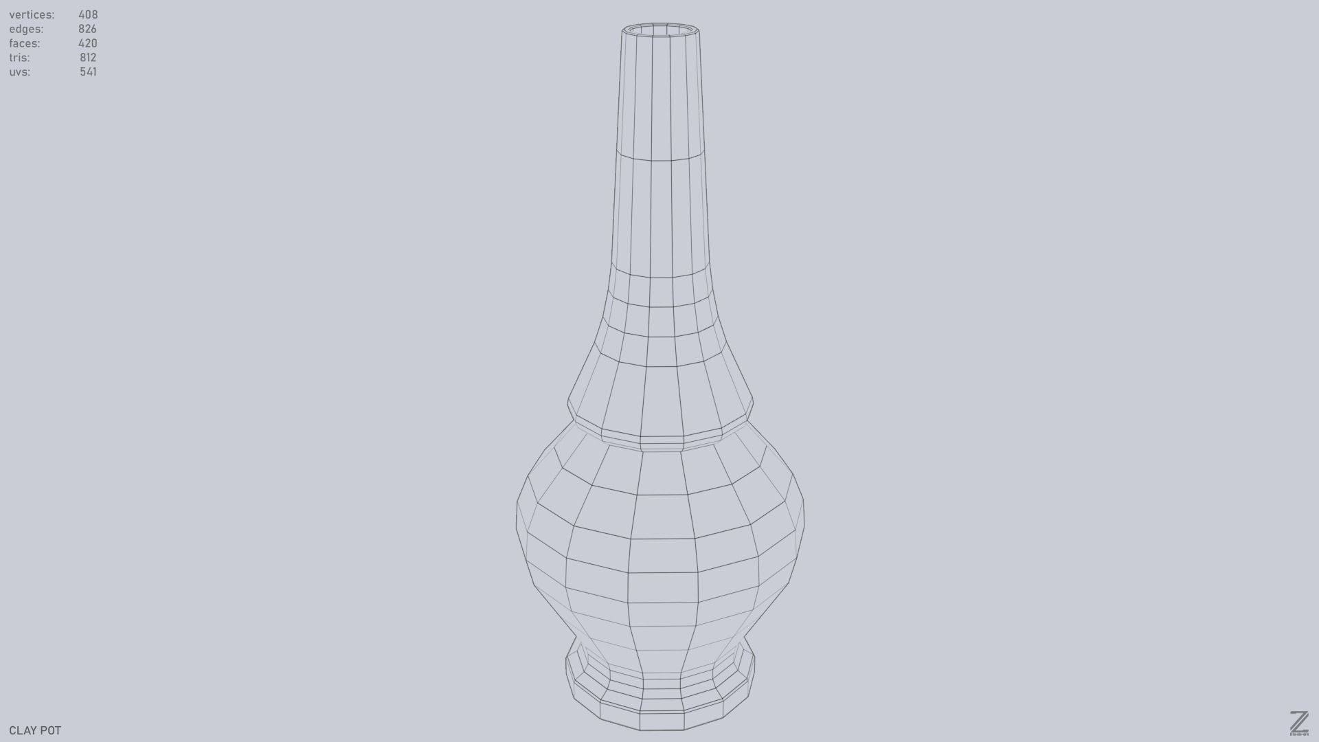 Clay pot Low-poly 3D model_13