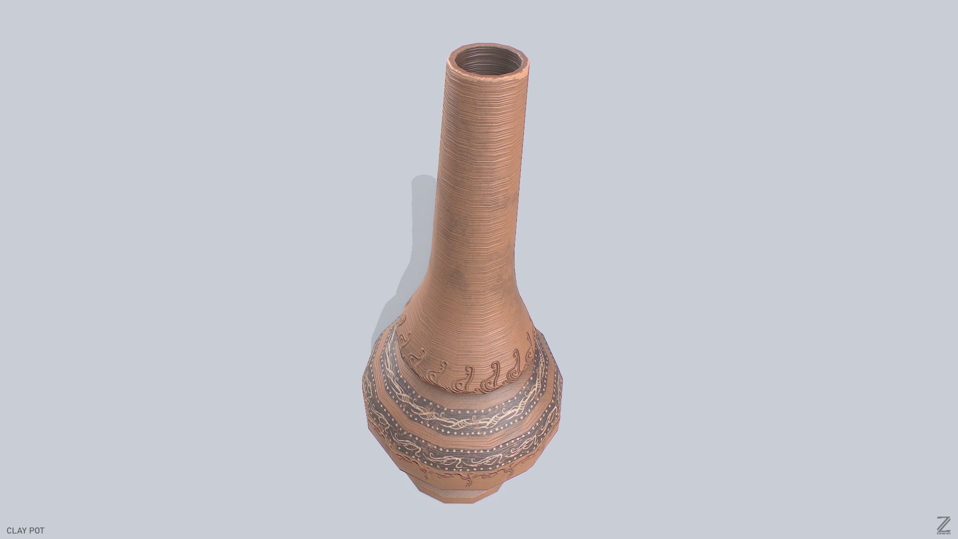 Clay pot Low-poly 3D model_5