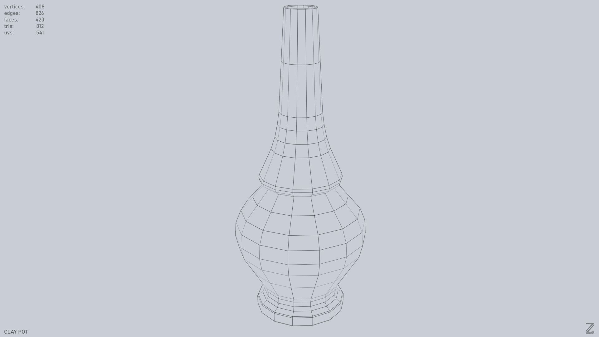 Clay pot Low-poly 3D model_9