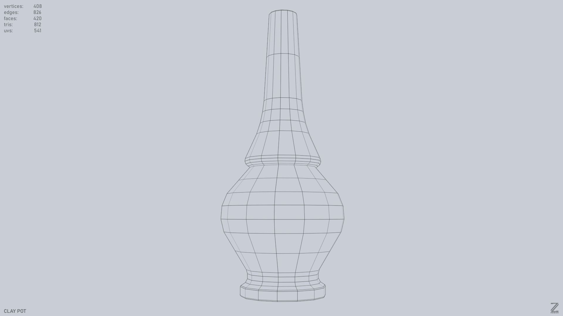 Clay pot Low-poly 3D model_14