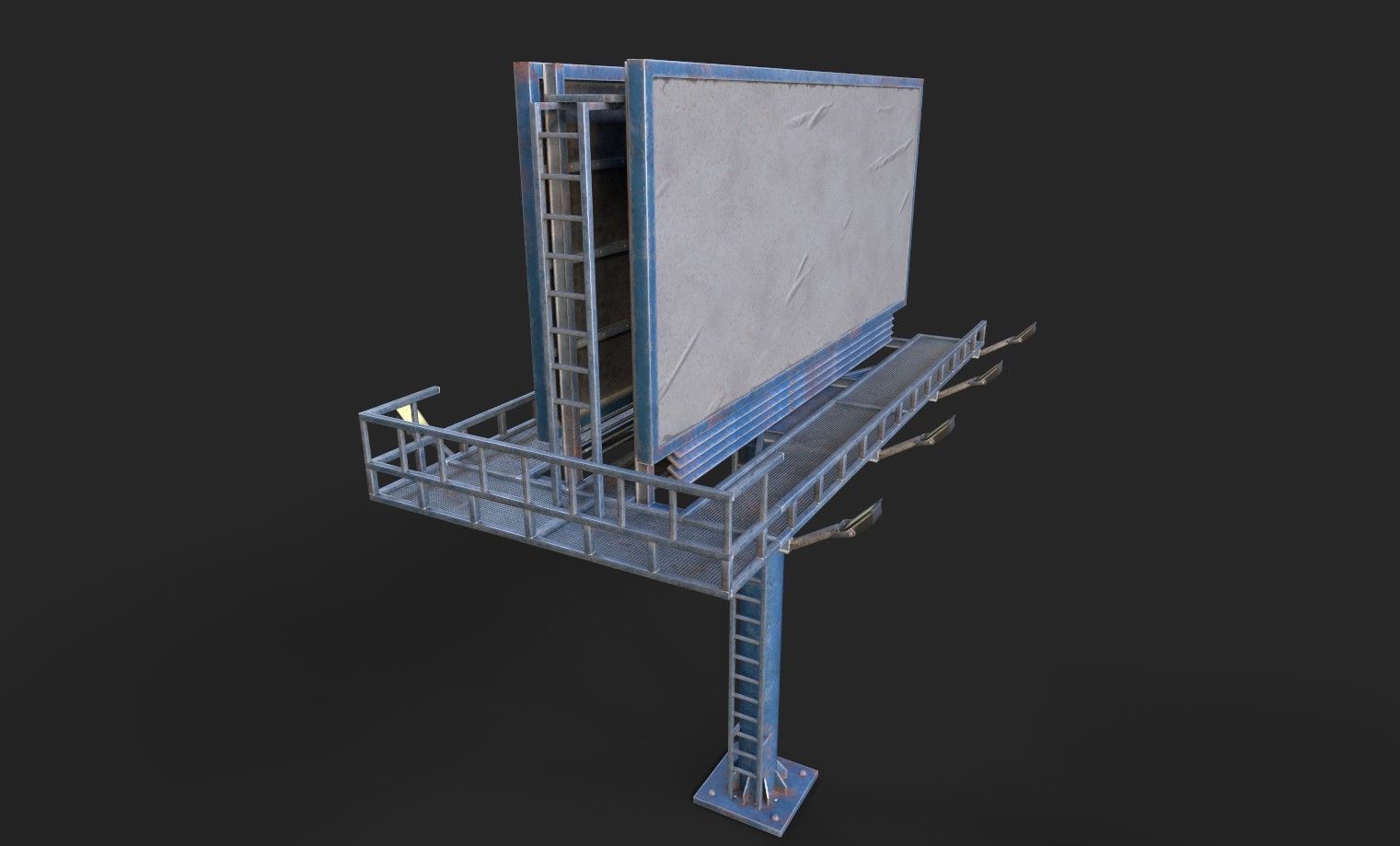 Street Pole Billboard001 Model Low-poly 3D model_1