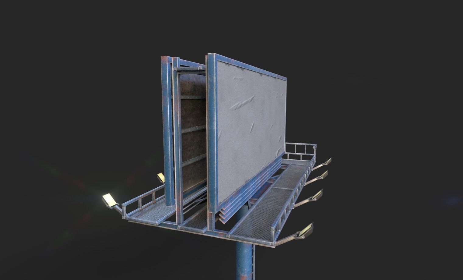 Street Pole Billboard001 Model Low-poly 3D model_3