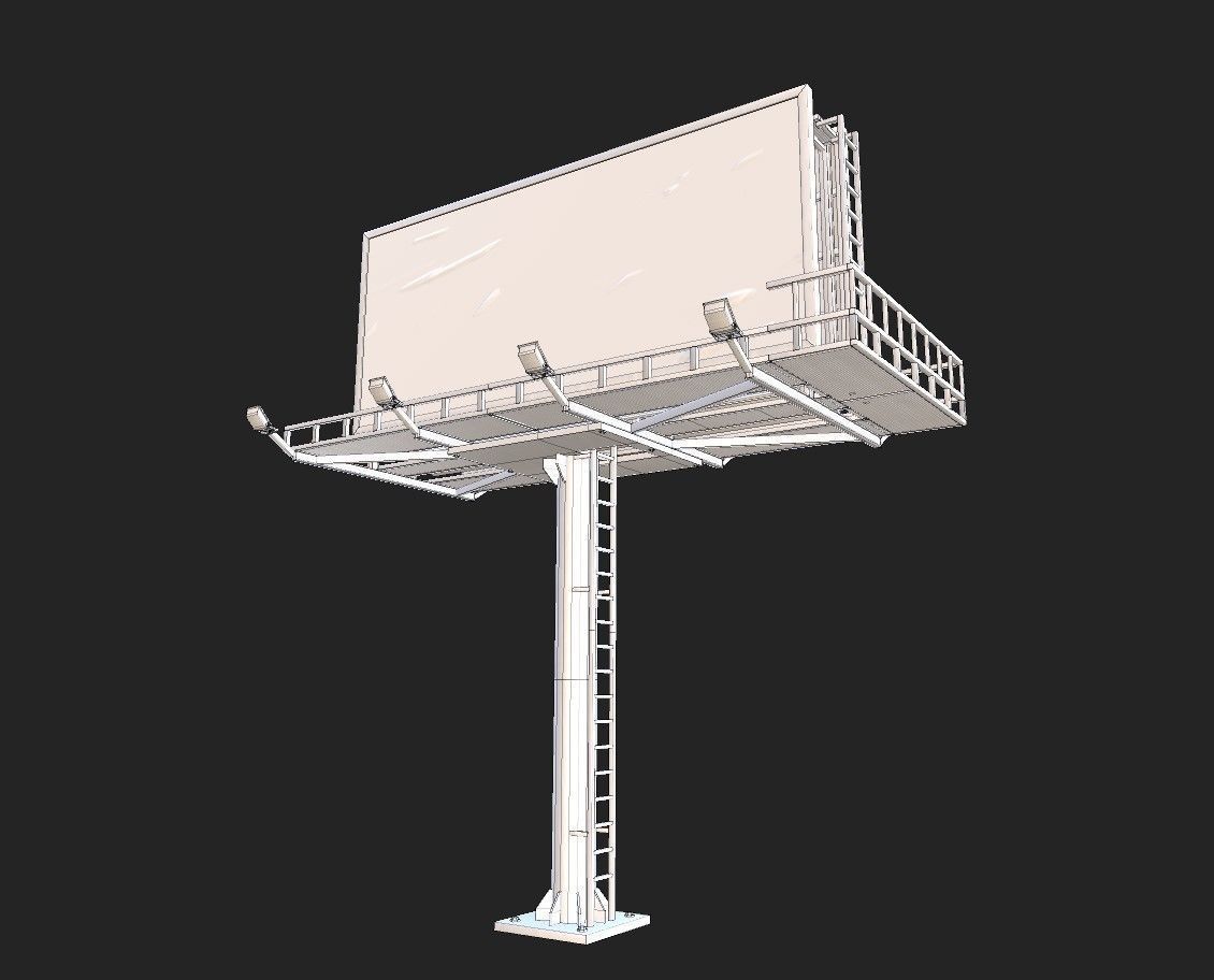 Street Pole Billboard001 Model Low-poly 3D model_7