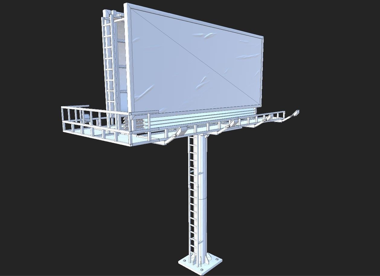 Street Pole Billboard001 Model Low-poly 3D model_6