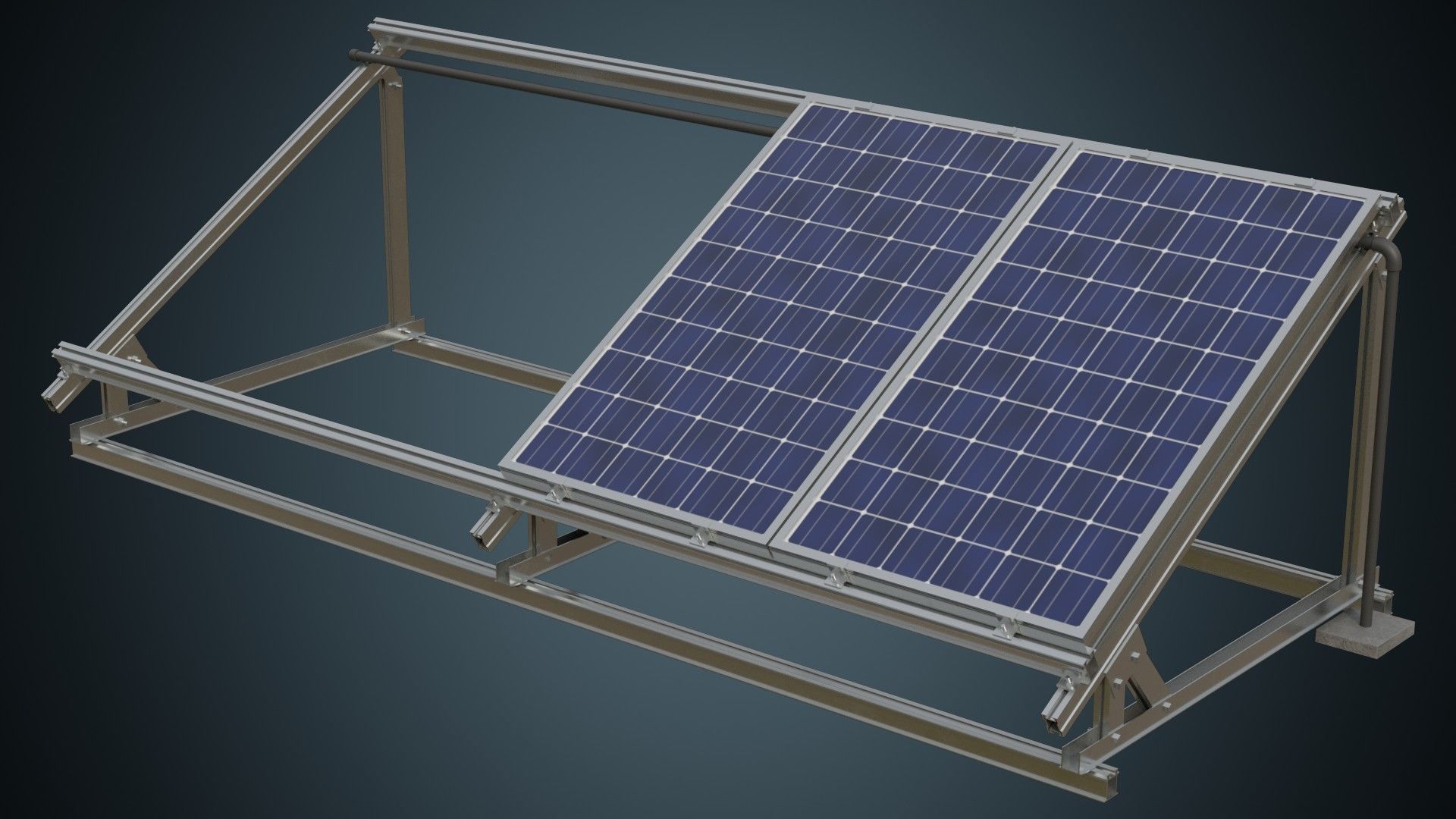 Solar Cell 1A Low-poly 3D model_3