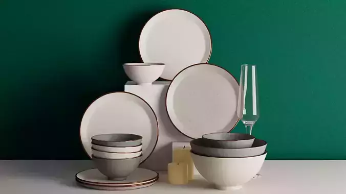 plate wine glass Candle bowl 3D model