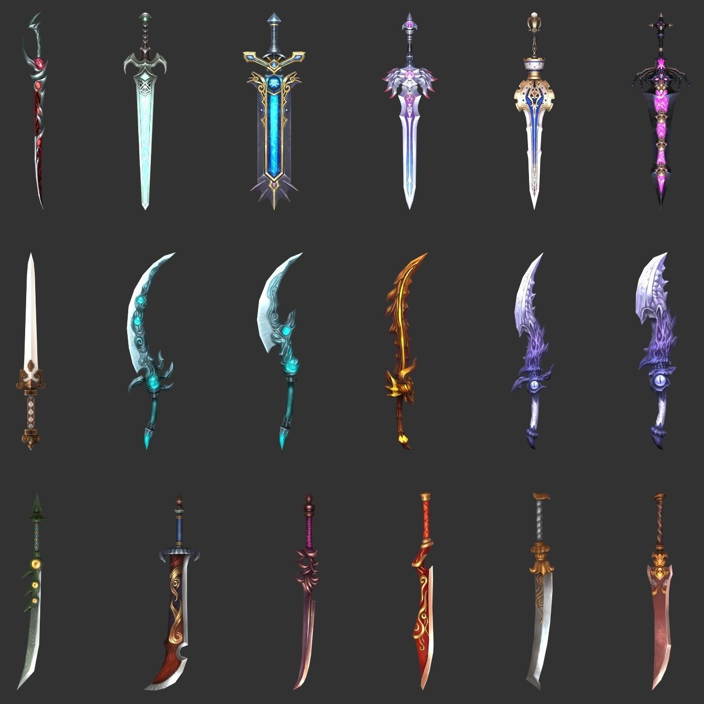 Fantasy Sword Collection 100 Swords Low-poly 3D model_3