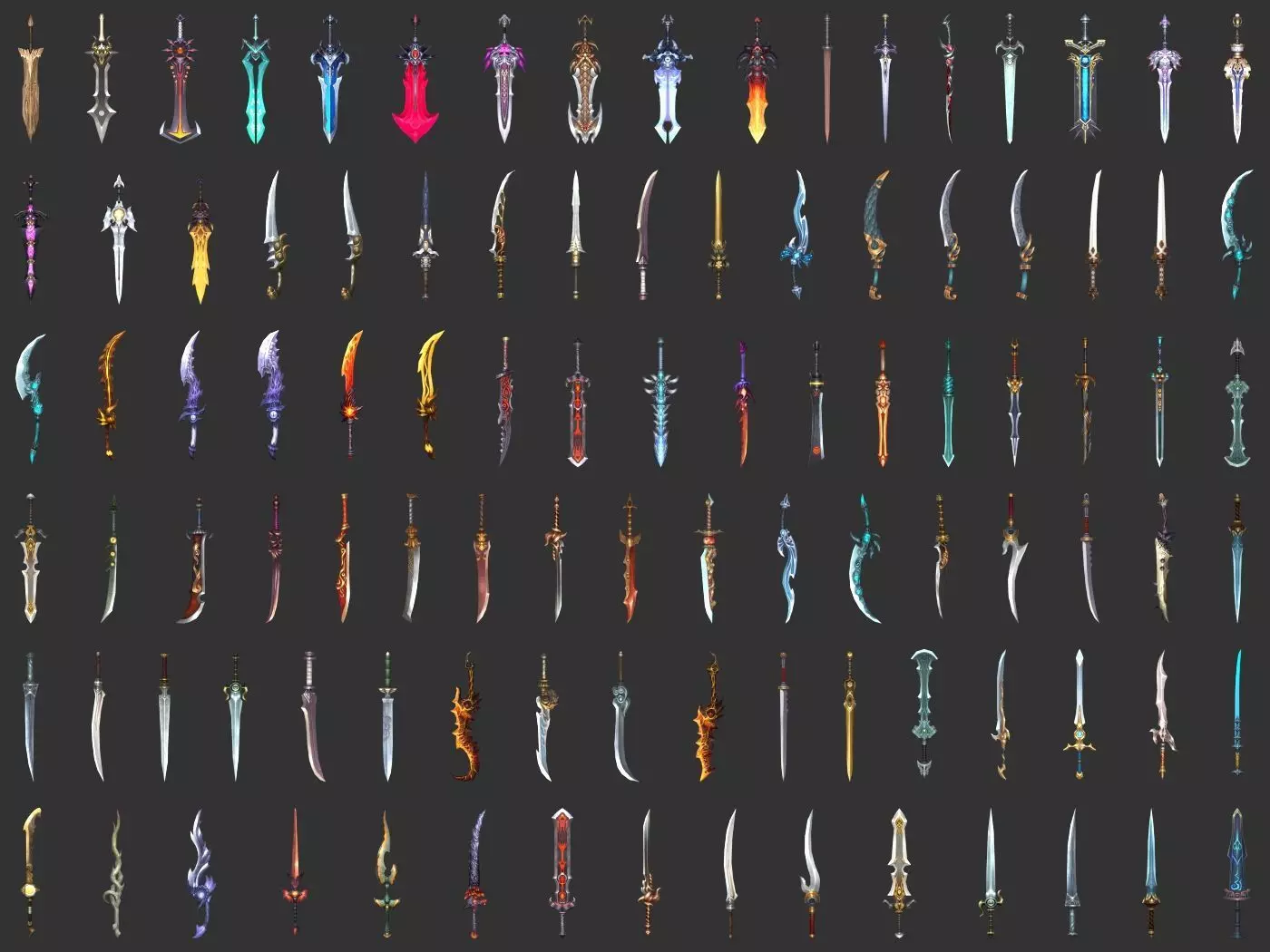 Fantasy Sword Collection 100 Swords Low-poly 3D model_0