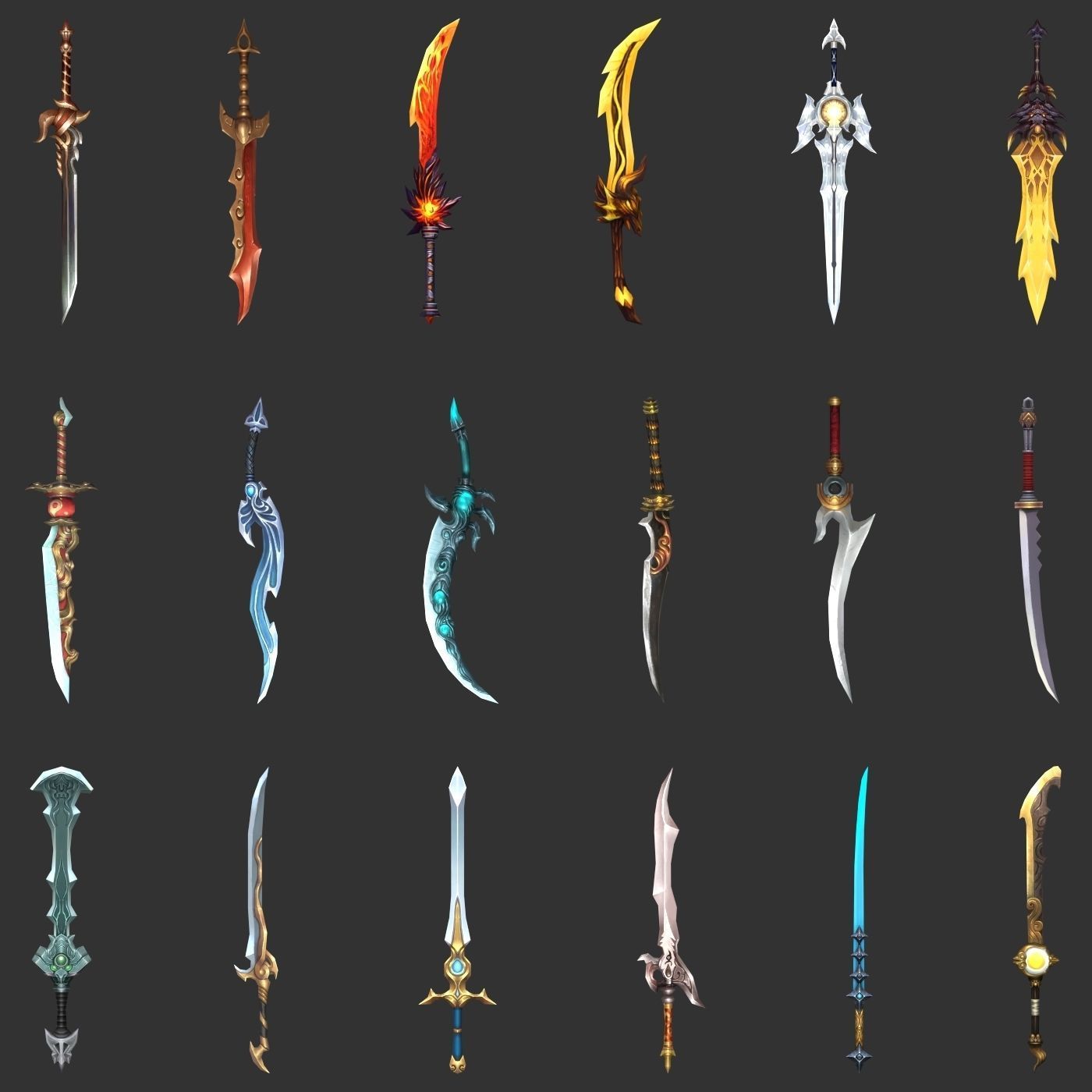 Fantasy Sword Collection 100 Swords Low-poly 3D model_4