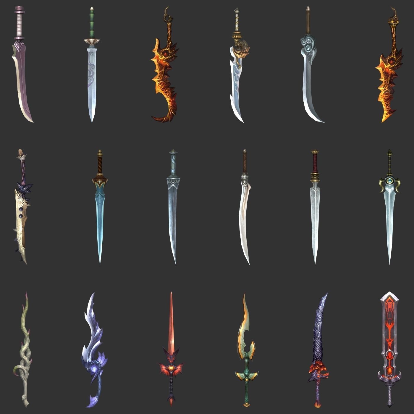 Fantasy Sword Collection 100 Swords Low-poly 3D model_5