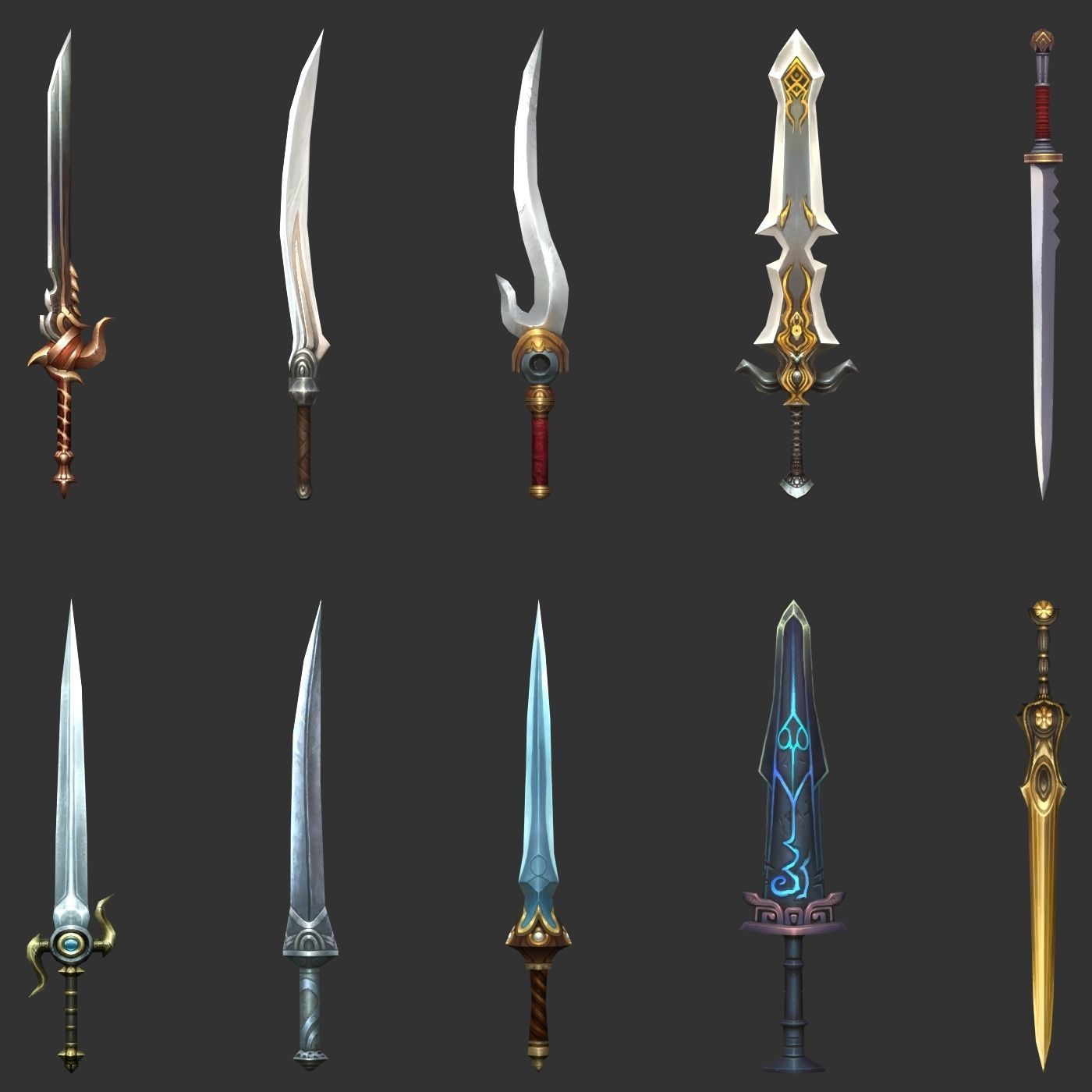 Fantasy Sword Collection 100 Swords Low-poly 3D model_6
