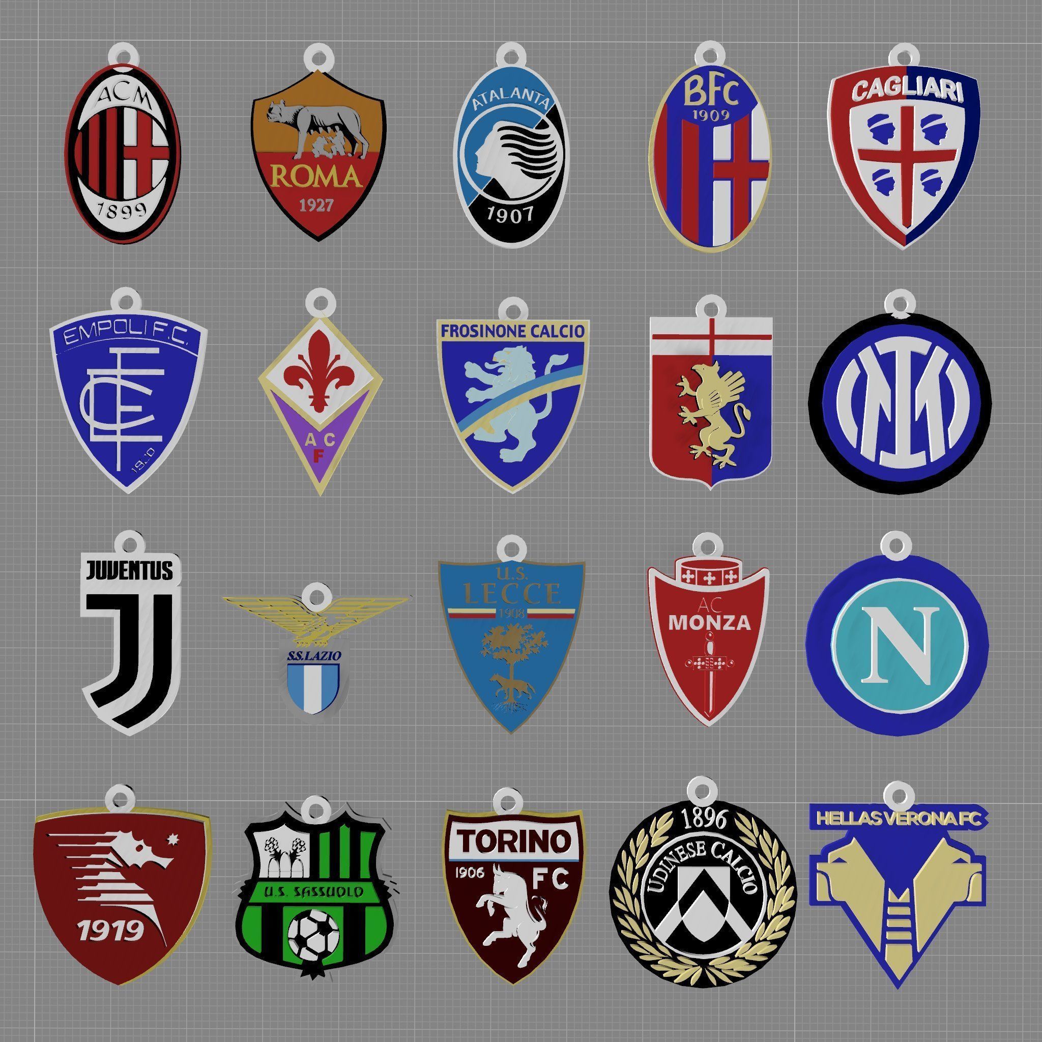 Italy Serie A League all teams printable and renderable 3D print model_1