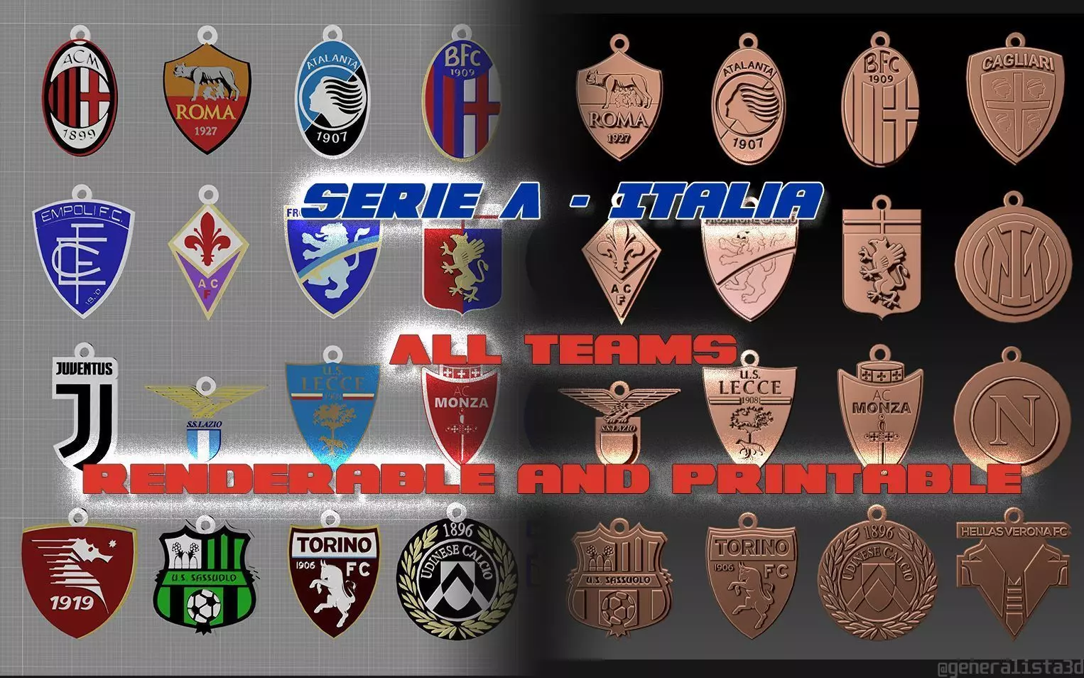 Italy Serie A League all teams printable and renderable 3D print model_0