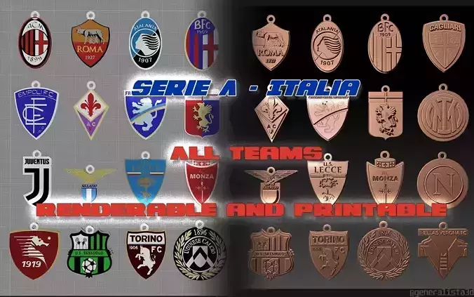 Italy Serie A League all teams printable and renderable 3D print model