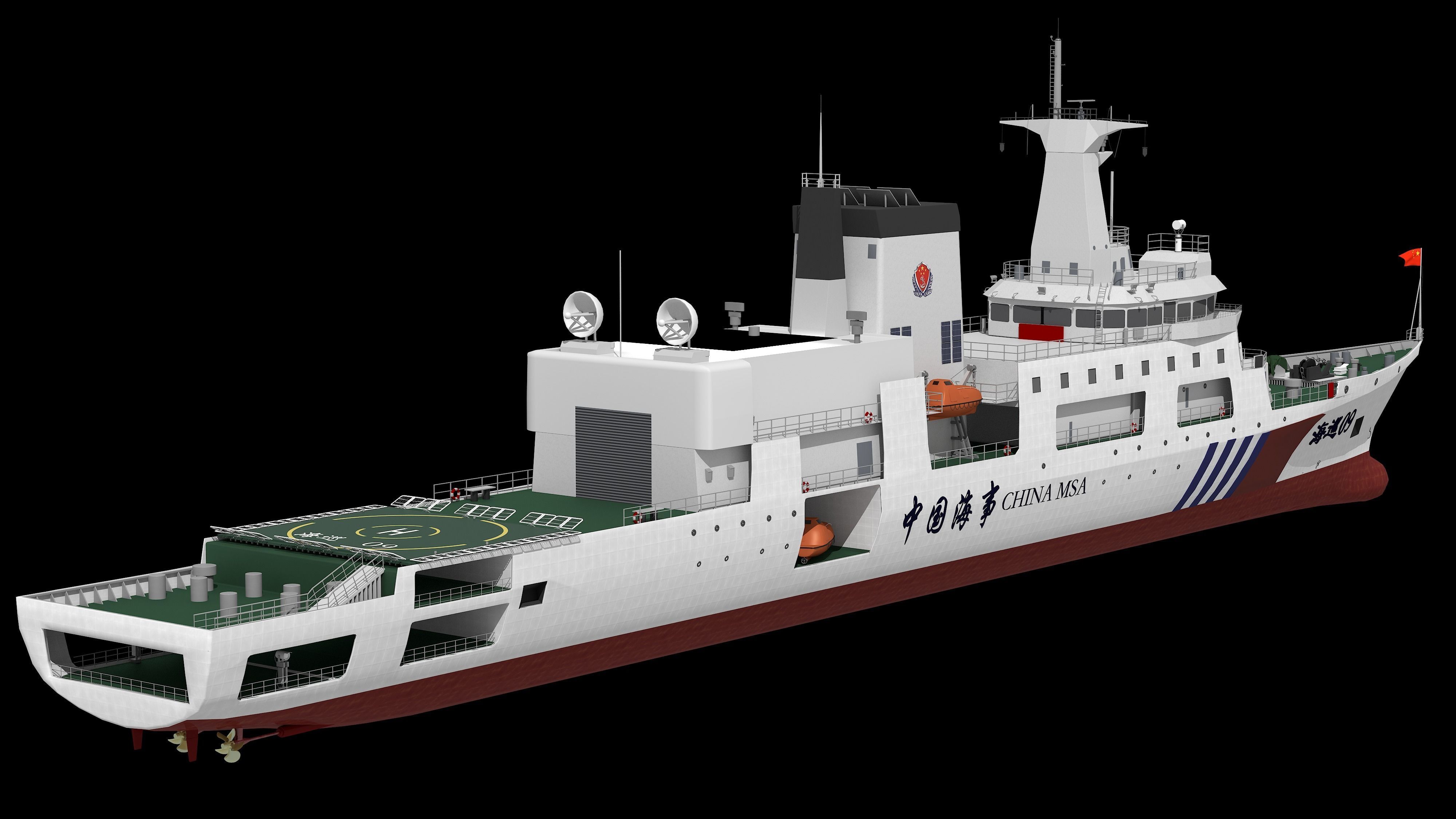 Haixun 06 is  cruise rescue ship in the Taiwan Strait China 3D model_11