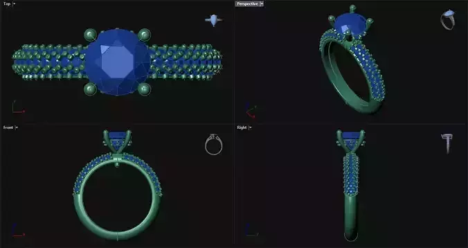 3 Layered Pave setting Engagement Ring