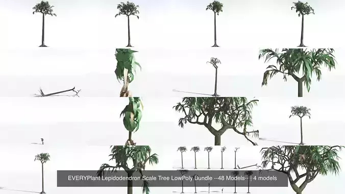EVERYPlant Lepidodendron Scale Tree LowPoly Bundle --48 Models-- 3D Model Collection