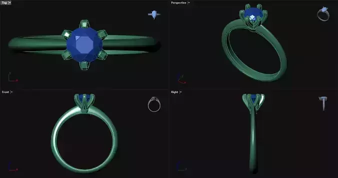 Diamond 6 Prong Engagement Ring 3D print model