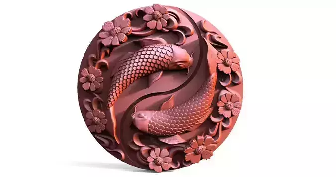 Yin Yang Koi fish CNC
