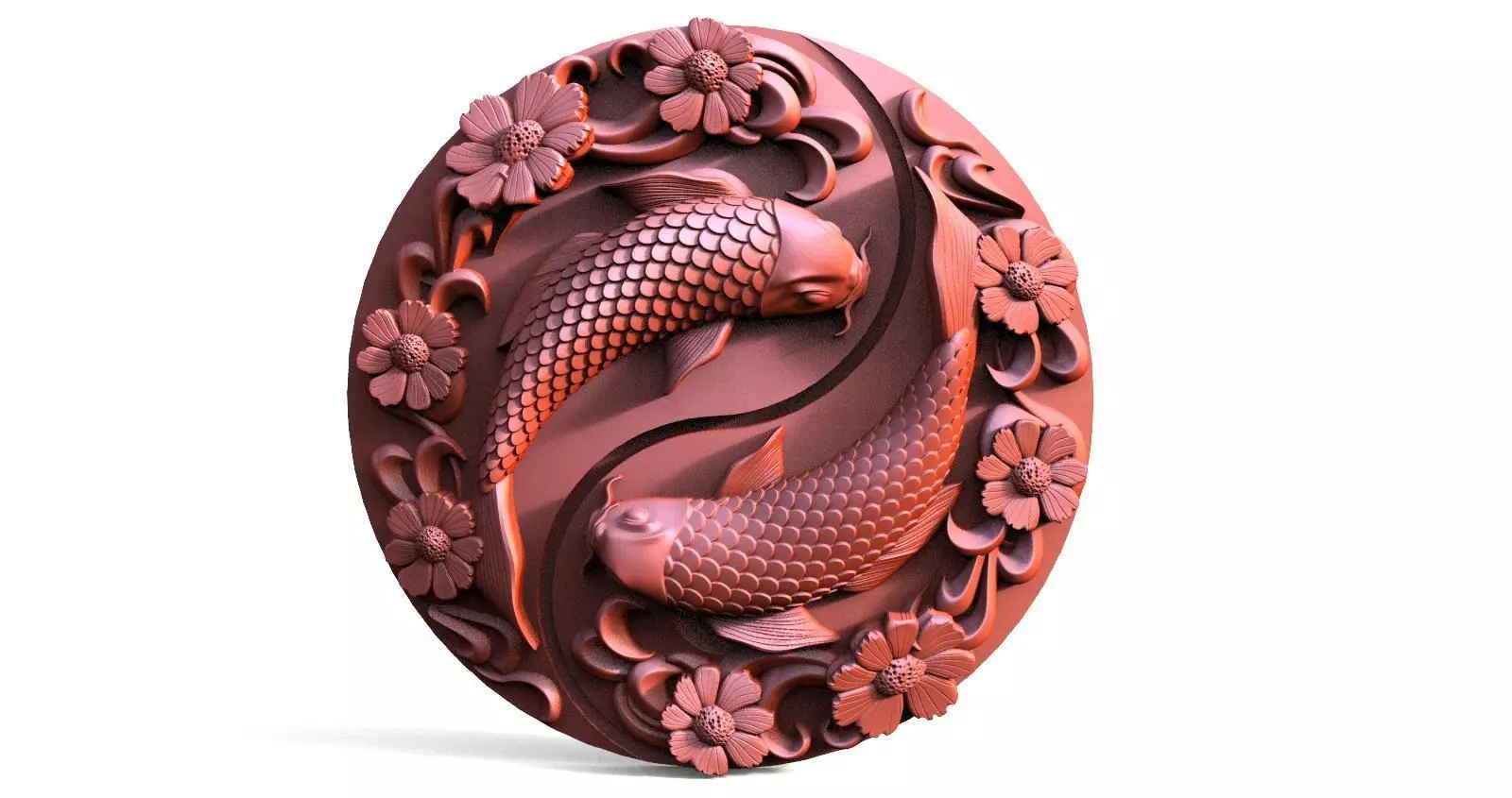Yin Yang Koi fish CNC 3D print model